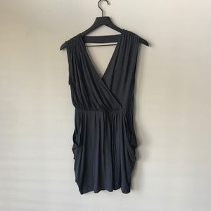NWT Barneys New York  Surplice Dress | Gray | M